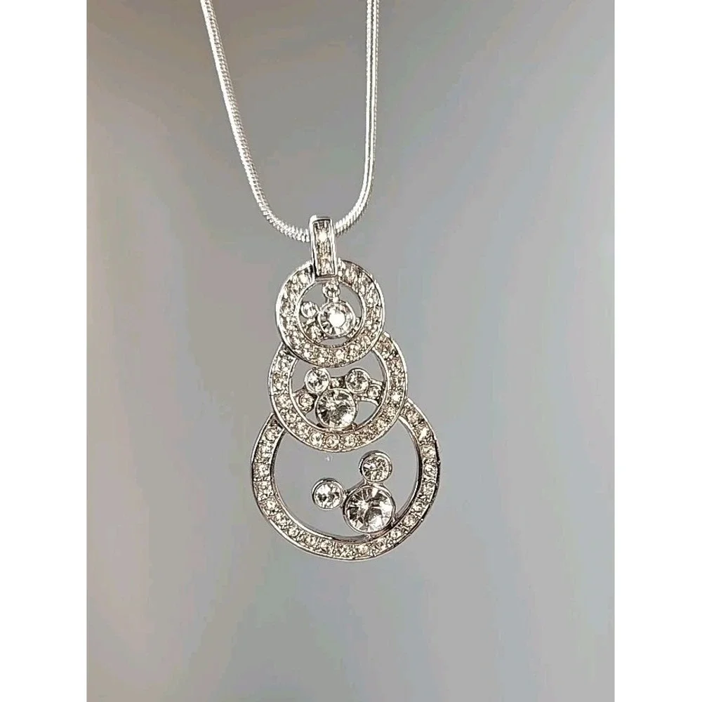 Disney Parks x Arribas Brothers 3 Circle Mickey Mouse Icons Silver Tone Necklace